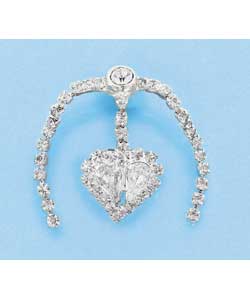 Surgical Steel Cubic Zirconia Heart Drop Body Bar