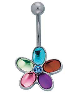 Surgical Steel Multi-Coloured Flower Body Bar