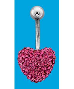 Surgical Steel Pink Glitter Heart Body Bar