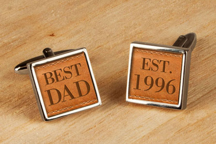 Unbranded Tan Leather Personalised Cufflinks PTA194