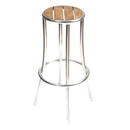 Unbranded Teak and Aluminium Cafe Barstool