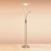 Thor Floor Lamp with Spot Reading Lamp Satin Chrome Finish