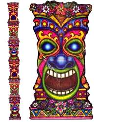 Tiki Totem Pole - Jointed Cutout - 7 feet