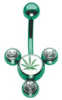 Titanium Novelty Tri-Star Cannabis Navel Bar