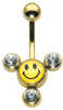 Titanium Novelty Tri-Star Smiley Face Navel Bar