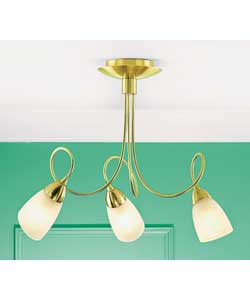 Tork 3 Light Brushed Brass Ceiling Fitting