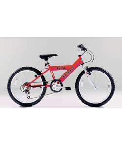 Rigid steel Y frame. Shimano 6 speed gears with twistgrip gear shifters. V brakes. Alloy rims