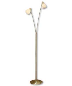 Twin Glass Head Floor Lamp - Brushed Nickel Finish