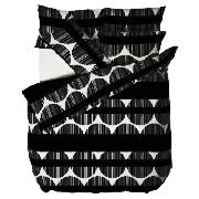 Unbranded Twinpack Print Duvet Set Double Black geo