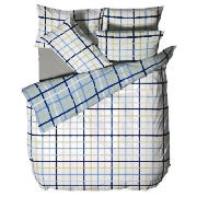 Unbranded Twinpack Print Duvet Set Single blue check