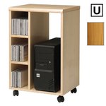 (U) Scandinavian Real Wood Veneer Mobile CPU Trolley - teak