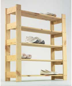 Unbranded Unfinished Pine 5 Shelf Shoe Rack