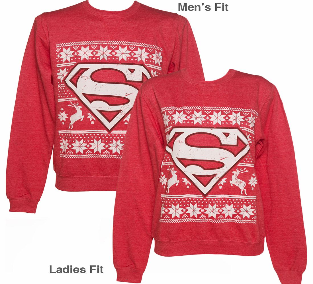 Unbranded Unisex Red DC Comics Superman Fair Isle