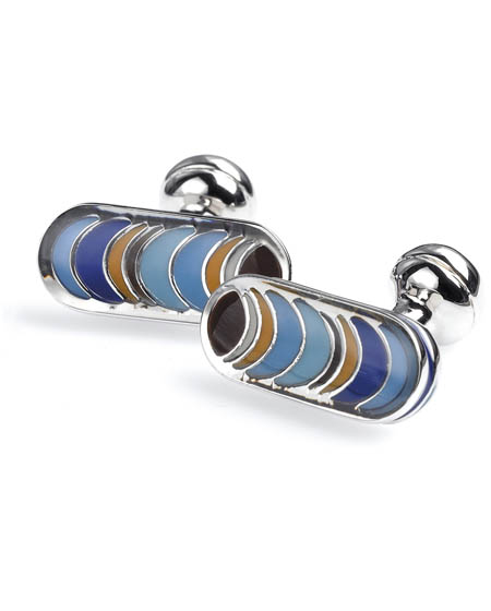 Unbranded Van Heusen Blue Brown Enamel Cufflinks