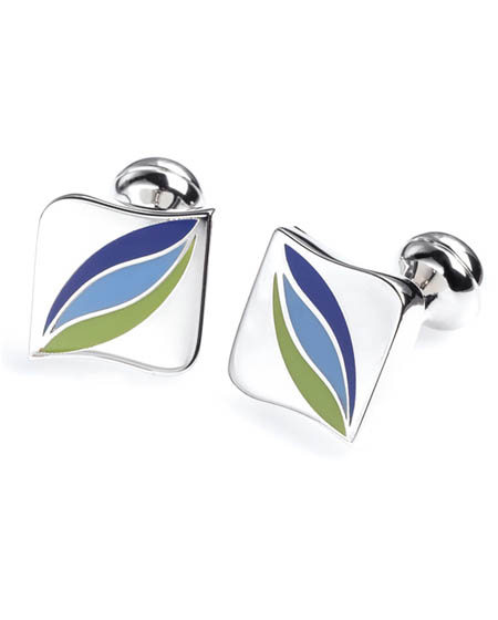 Unbranded Van Heusen Blue Green Swirl Enamel Cufflinks