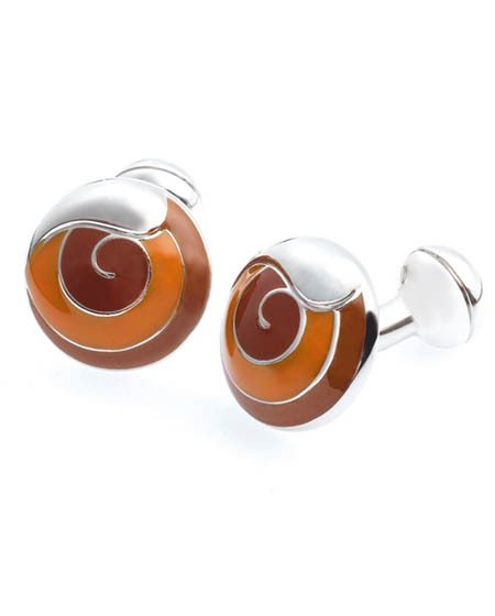 Unbranded Van Heusen Brown Enamel Stripe Dome Cufflinks