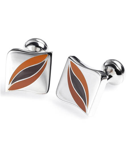 Unbranded Van Heusen Brown Enamel Swirl Cufflinks