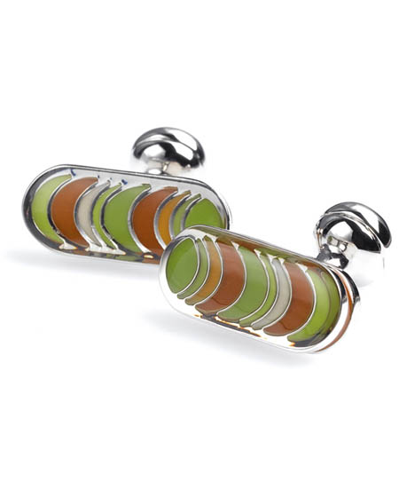 Unbranded Van Heusen Green and Brown Enamel Cufflinks