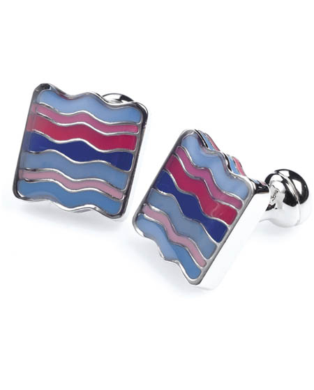 Unbranded Van Heusen Pink and Blue Enamel Wave Cufflinks