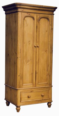 VICTORIAN SINGLE PINE WARDROBE WITH DRAWER