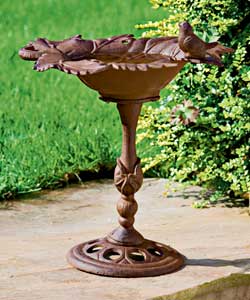 Vine Leaf Bird Bath.Cast Iron.Can be used as a bird bath or open top feeder.Size (H)23, (W)16, (D)29