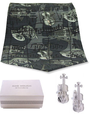 Unbranded Violin Tie / Cufflink Giftset