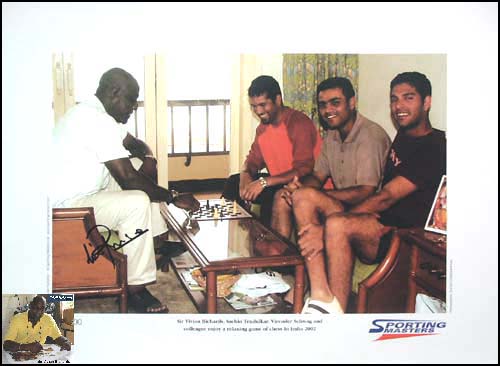 Unbranded Viv Richards with Sachin Tendulkar and Sehwag signed print