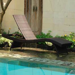 Unbranded Wave Sunlounger - Golden Teak