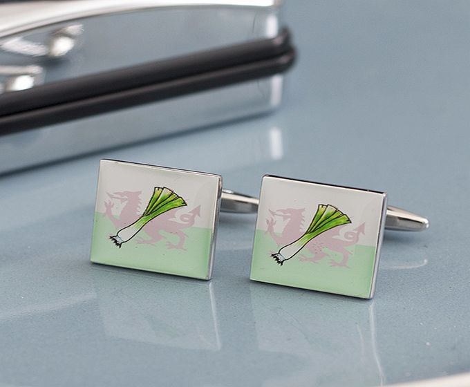 Unbranded Welsh Leek and Dragon Cufflinks in Personalised