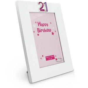 Unbranded White 4 x 6 21 Birthday Photo Frame