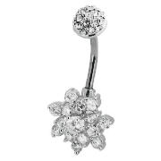 Unbranded WHITE CRYSTAL FLOWER BELLY BAR