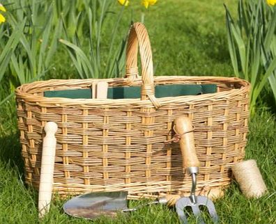 Wicker Gardening Basket with Five ToolsThis wicker basket with five tools is a lovely gift for the green fingered enthusiast. Its large enough to house plants, garden paraphernalia and of course its five tools, which include a trowel, fork, ball of s