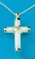 Womens 9ct. Jade Cross Pendant