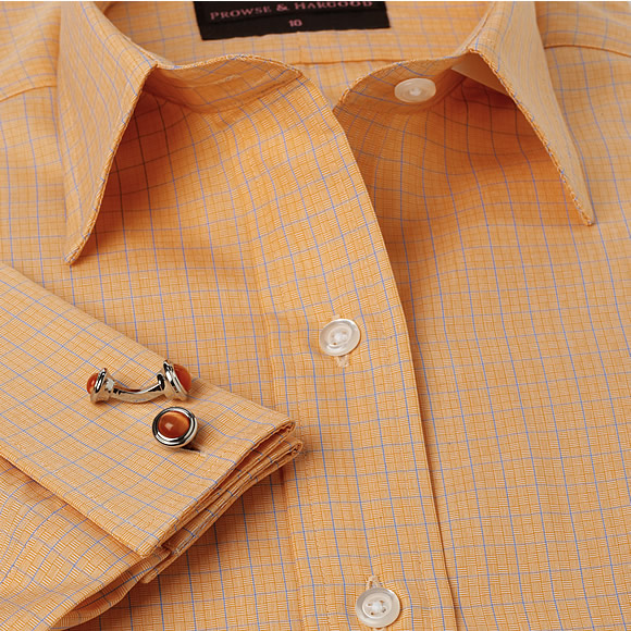 Women`s Orange & Blue Check Classic Shirt