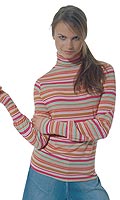 Womens Stripe Polo Neck