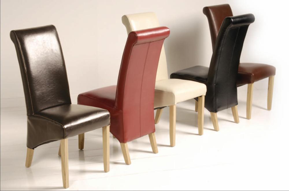 Unbranded Zeba Leather Dining Chairs x 2 (Light Leg 2