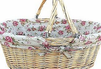 Uppercrust The Uppercrust Medium Swing Handled Shopping Basket with Rose Linng