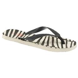 Urban Thongs Female Zebra Flat in White-Black