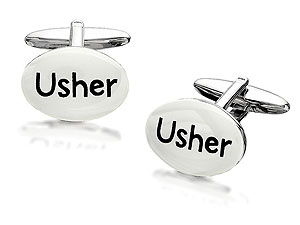 Cream and Silver Tone Swivel Cufflinks -