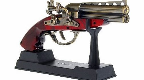 UUMART Style Collectable Roer 1881 Double Brass Barrel Derringer Flintstock Musket Pistol Gun Cigarette Cigar Butane Torch Jet Flame Lighter With Display Stand