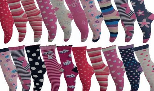 UWear **Great Value** Girls Mega Pack Sock - 20 pairs! SIZE 9.12 FOOTSIZE