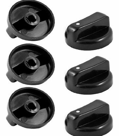 6 PCS Kitchen Black Plastic Gas Stove Cooker Control Knobs