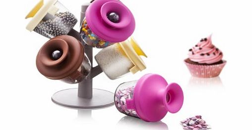 Vacu Vin Cake Decoration Storage and Dispensing Set - Pink / Brown / Yellow