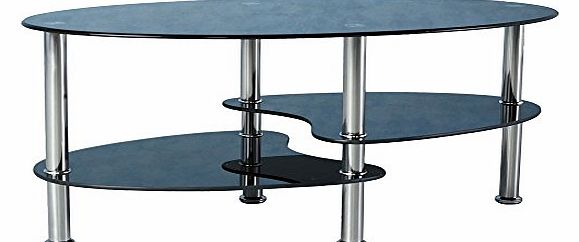 Cara Black Glass Coffee Table with Chrome Legs