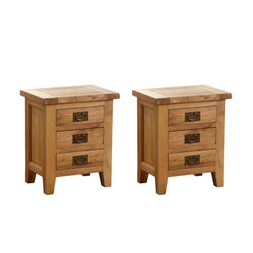 3 Drawer Bedside Table - Set of 2