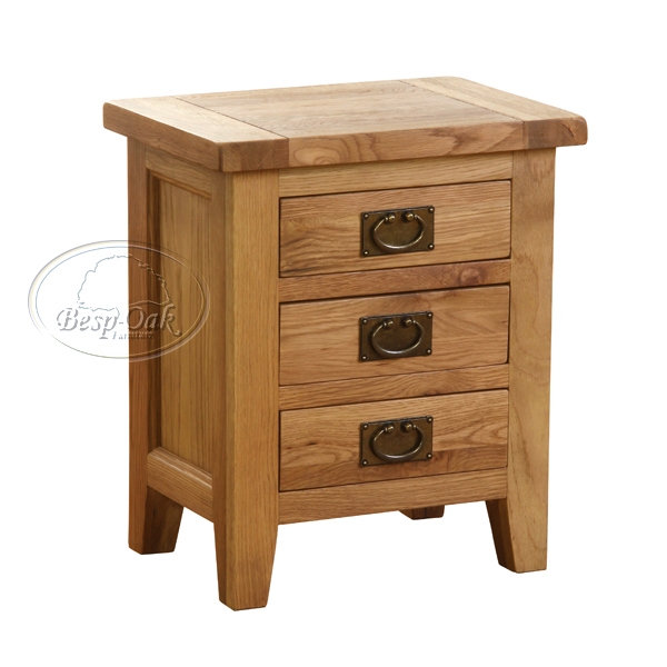 Oak Petite 3 Drawer Bedside Table