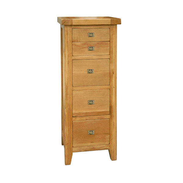 Oak Petite 5 Drawer Tall Chest