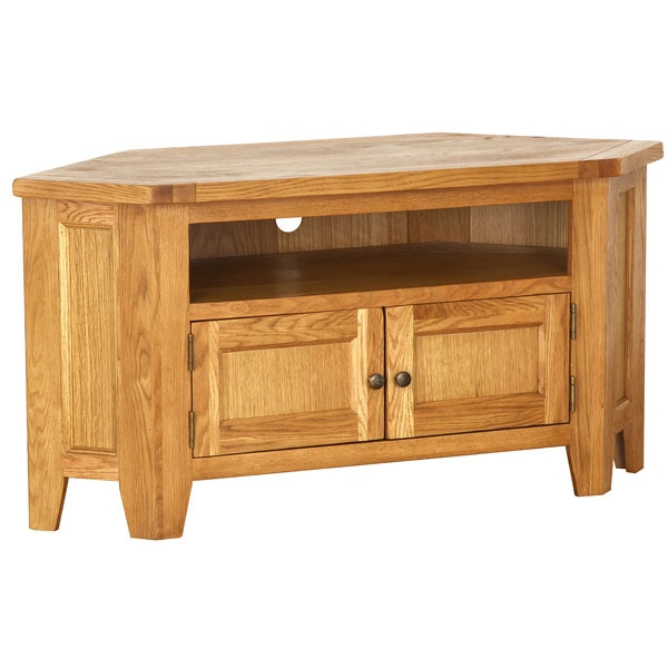 Oak Petite Large Corner TV Unit