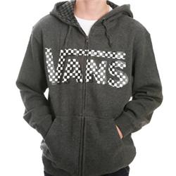 vans Boys Jnr Checker Zip Hood - Charcoal