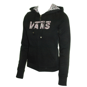 Ladies Vans Zip Apps Hoody. Black